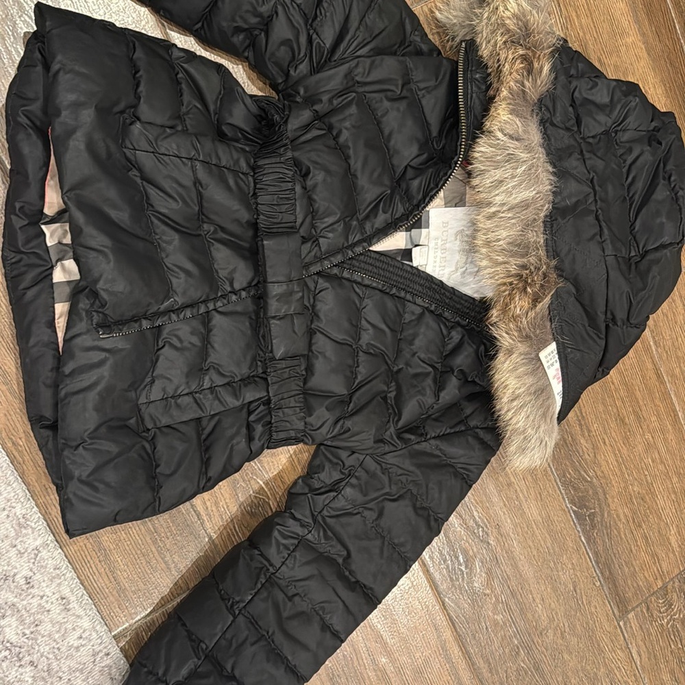 Burberry Black Puffer Jacket with Fur Trim